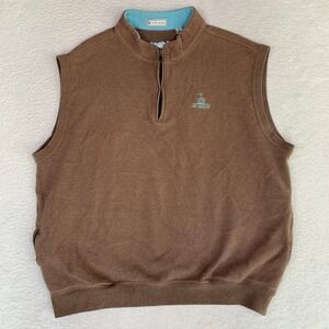Peter Millar 1/4 Zip Vest Mens XXL 100% Cotton Old Waverly Knit Pockets Golf